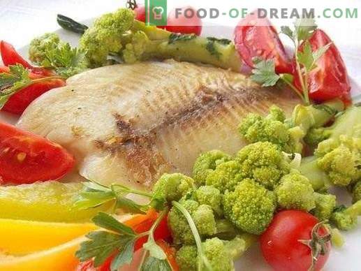 Stekt havsbasfilé med grönsaker