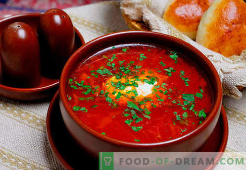 Borsch grönt, rött, magert, ukrainskt - de bästa recepten. Hur man ordnar en välsmakande kokssoppa med bönor, svamp, sorrel i en långsam spis.