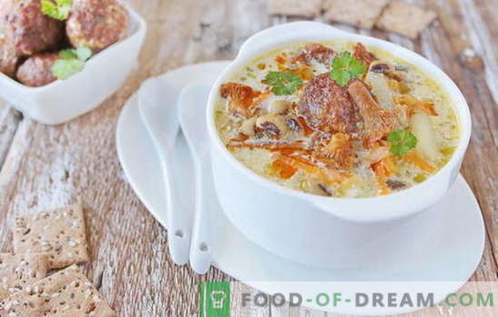 Soppa med köttbullar - tillfredsställande nöje! Olika recept för soppa med köttbullar och bönor, nudlar, svampar, grönsaker