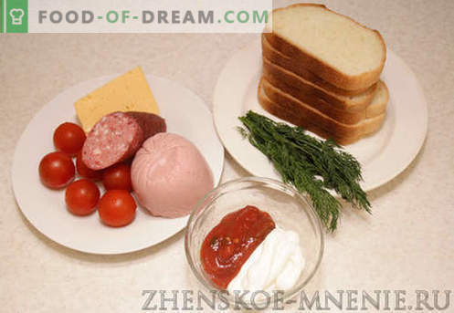 Heta smörgåsar - ett recept med foton och steg för steg beskrivning.