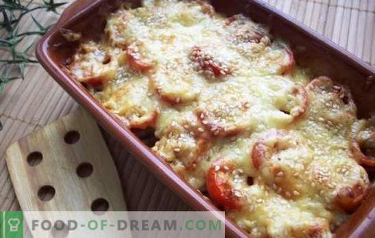Delikat maträtt - korg med ost i ugnen. Kucchini med ost i ugnen, med tomater, svamp eller peppar!