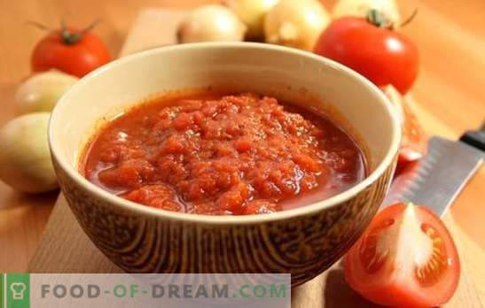 Adjika från tomater utan vitlök på vintern: reservera, du kommer inte ångra! En mängd olika recept adjika tomater utan vitlök för vintern