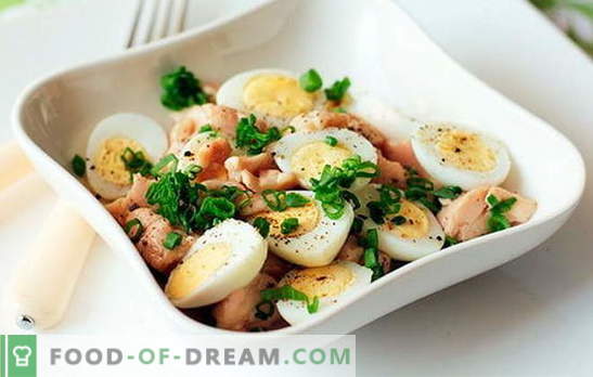 Leveransallad med ägg är en snabb, god och hälsosam mellanmål. Topp 10 bästa recepten för torskleveralat med ägg