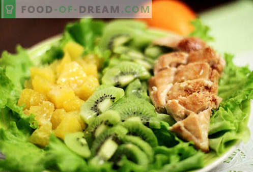 Kivi salate - izbor najboljših receptov. Kako pravilno in okusno kuhane solate s kivijem.
