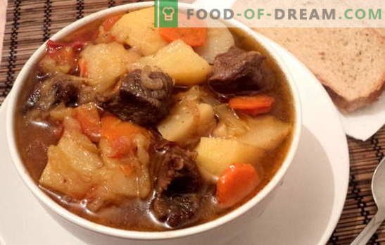 Stew med potatis och kött är tillfredsställande och hälsosamt. Olika recept för matlagningspottor med potatis och kött: enkel och komplex