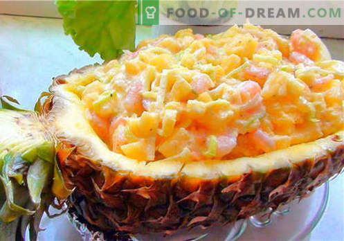 Krabba sallad med ananas - de bästa recepten. Hur till ordentlig och god matkrabba sallad med ananas.