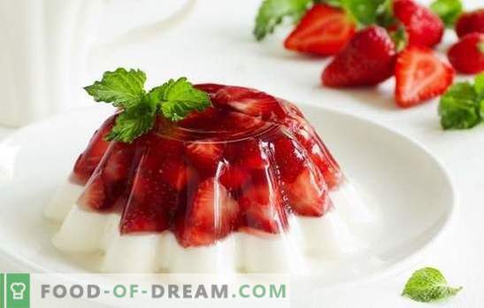 Jordgubbsgelé: 7 ursprungliga recept. Hemligheterna att göra jordgubbgelé med mjölk eller champagne
