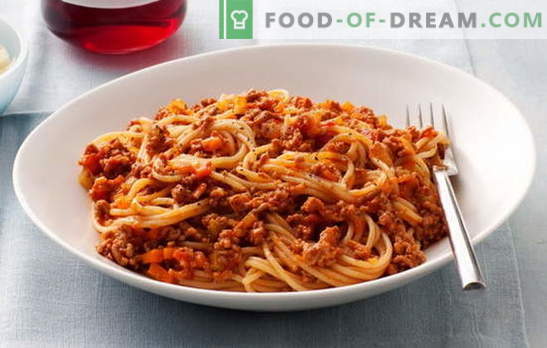 Spaghetti med malet kött och spaghetti med malet kött och tomatpasta - favorit! De bästa recepten för spaghetti med malet kött: det är omöjligt att passera