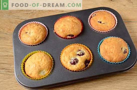 Muffins med ost med körsbär: en liten efterrätt för en stor tefest. Steg för steg Matlagning Körsbärmuffins med körsbär (Fotorecept)