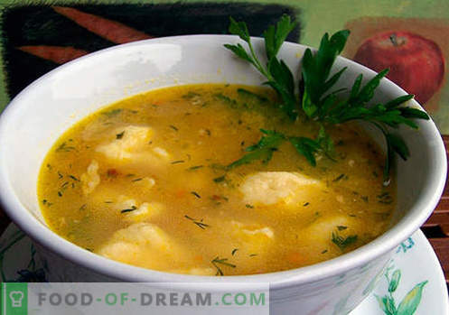 Soppa med dumplings - beprövade recept. Hur till rätt och god kokssoppa med pajer.
