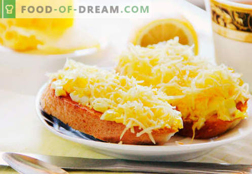 Äggsmörgåsar är de bästa recepten. Hur man snabbt och gott kokar smörgåsar med ägg.