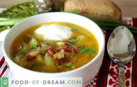 Soppa med bönor - en traditionell varmrätt i en ny variation. De bästa recepten av kål soppa med bönor, kål, äggplanter, svampar