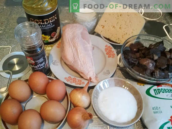 Recept för bris med svamp och kyckling: en maträtt fransk mat, matlagningsrecept med foto