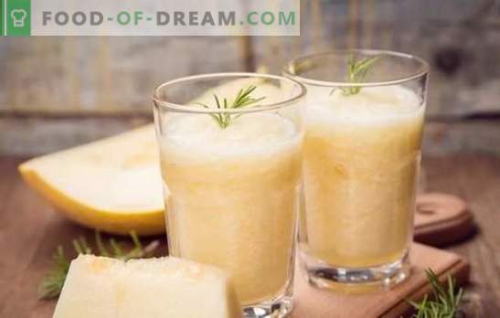 Melon smoothies för hälsa och viktminskning. Melon smoothie recept med frukt, citrusfrukter, grönsaker, mjölk
